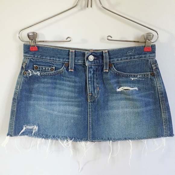 GAP Dresses & Skirts - Gap Boho Tattered Wrecked Denim Mini Skirt